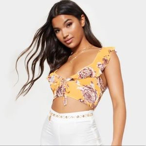 Floral ribbed crop top